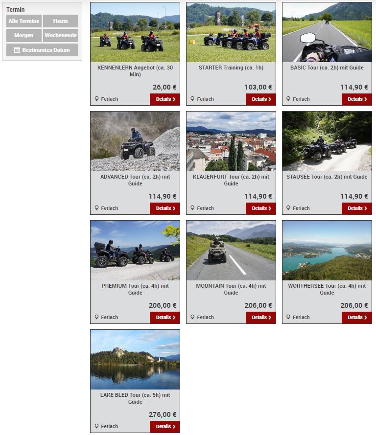 Angebotsübersicht Quad Tour Kärnten