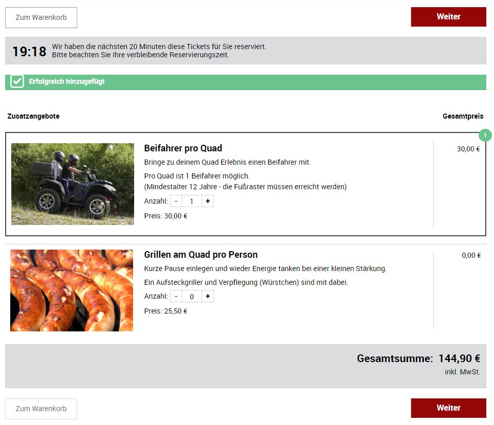 Zusatzprodukte Quadvalley
